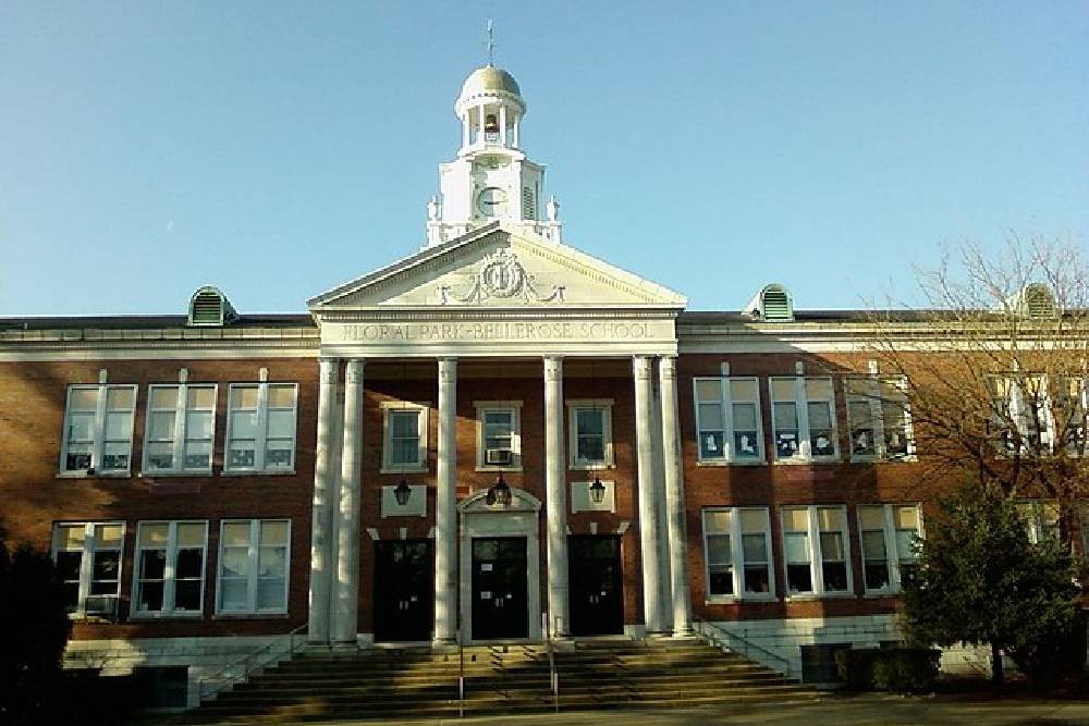 Elementary school in Floral Park, NY, during the day