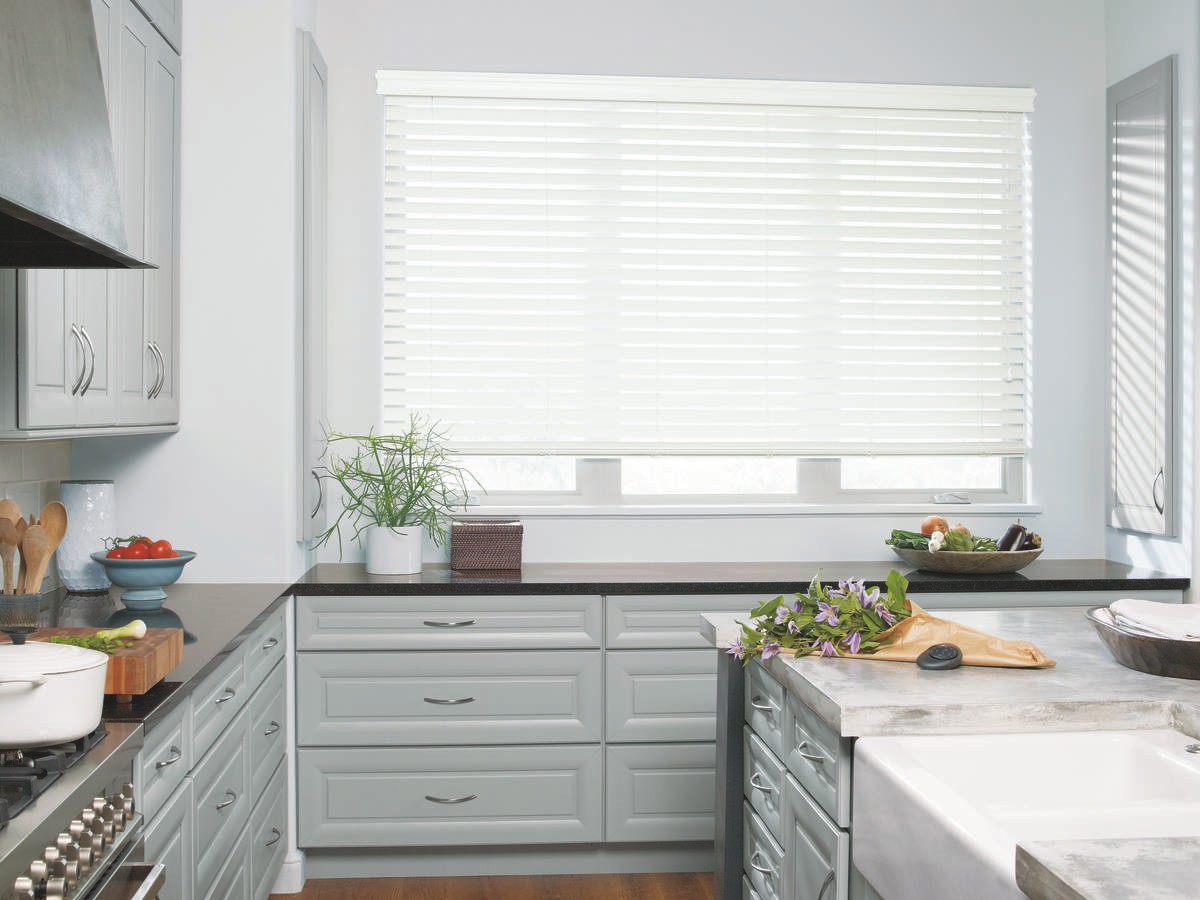 Best Custom Kitchen Window Treatments near New Hyde Park, New York (NY) like EverWood® Alternative Blinds.
