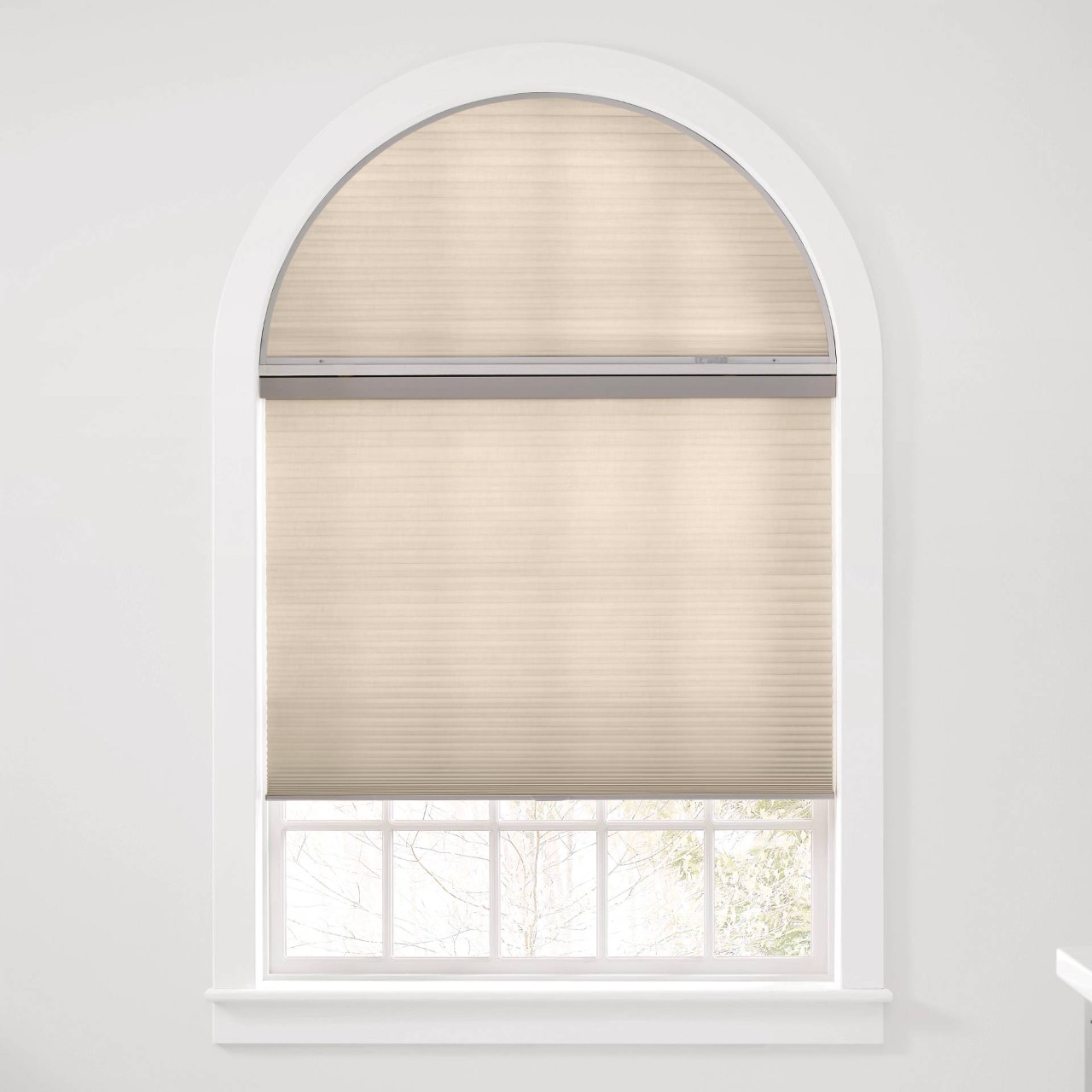 Hunter Douglas Duette Cellular Shades in an arched window near New Hyde Park, NY